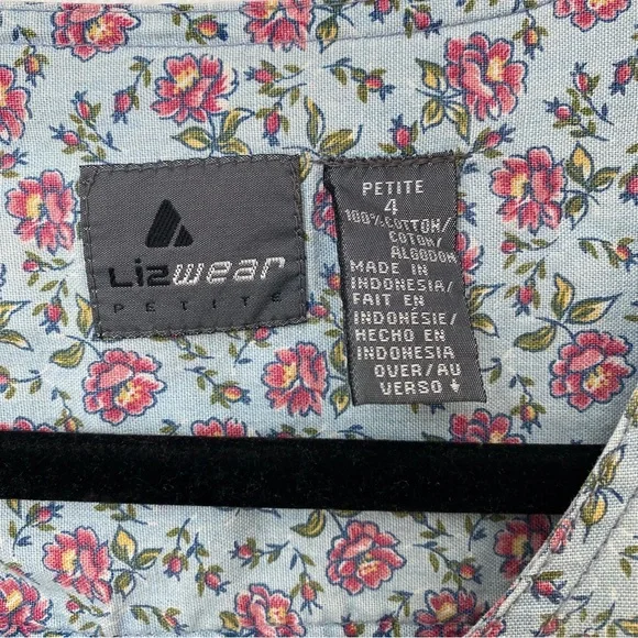 Vintage Liz Wear Floral Button Up Cottagecore Whimsical Midi Dress Size 4 Petite - Picture 6 of 11